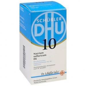 Гомеопатические таблетки натрий сернокислый BIOCHEMIE DHU 10 Natrium sulfuricum D 6 Tabletten 80 шт DHU