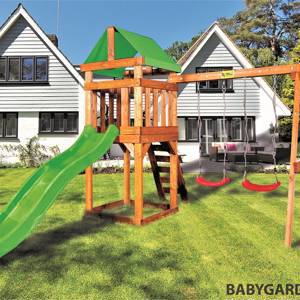 Детская игровая площадка Babygarden Play 2 LG с качелями и светло зеленой горкой