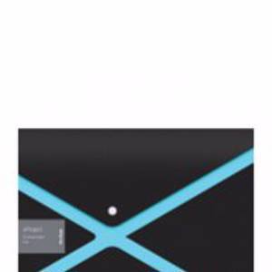 Папка-конверт А4 на кнопке 300мкм "xProject" черная/голубая