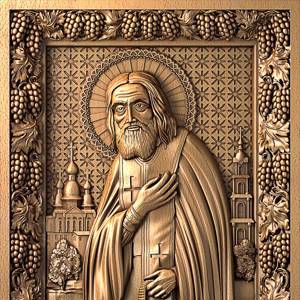 Икона Святой Серафим Саровский, размер иконы 140-117-20мм