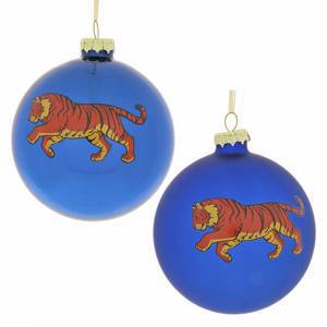 Ёлочная игрушка шар "Тигр" синий