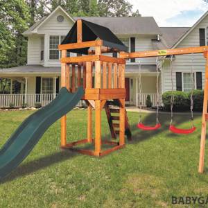 Детская игровая площадка Babygarden Play 2 DG с качелями и темно зеленой горкой