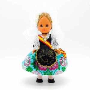 Muñeca de colección de 35 cm. vestido regional típico Alicantina o Foguerera (Alicante), fabricada en España por Folk Artesanía Muñecas.