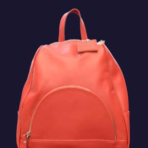 Кожаный итальянский рюкзак для женщин красный De Rua