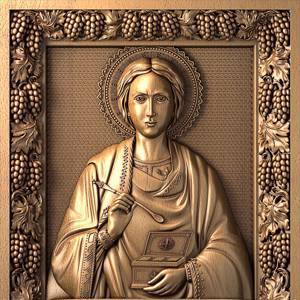 Икона Святой Пантелеймон, размеры 140-117-20 мм