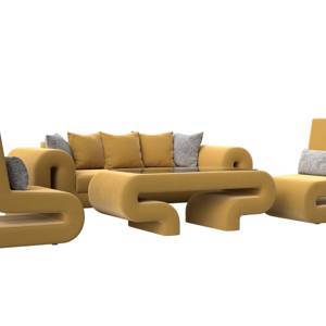 Набор Волна-2 (стол, диван, 2 кресла), Желтый, 115692