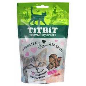 Titbit Хрустящие подушечки Лакомство Титбит для кошек с паштетом из Говядины 100 г