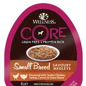 Консервы для собак Wellness Core мелких пород с курицей и индейкой, морковью и зеленой фасолью 85 гр