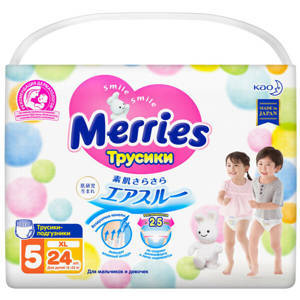 Merries Трусики-подгузники для детей, размер XL 12-22 кг./24 шт.