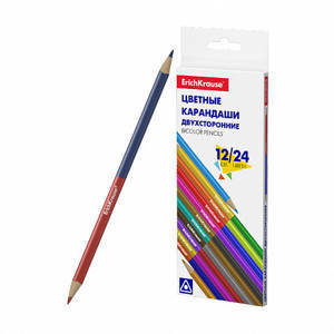 Цветные карандаши трехгранные двусторонние ErichKrause®  Basic, 12 шт  Bicolor 24 цвета