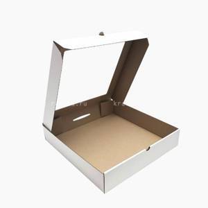 Коробка из микрогофрокартона 35х35х7 см с окном, белая (2) купить оптом в KRAFTPACK | Уфа