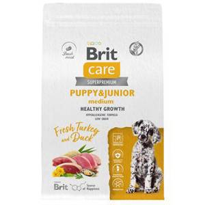 Brit Care Puppy & Junior Medium Healthy Growth Turkey Duck Сухой корм Брит для Щенков Средних пород Индейка Утка 3 кг