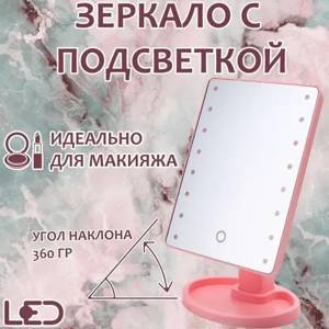 Зеркало с подсветкой для макияжа Розовый RF-0001666