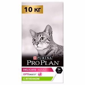 Сухой корм Pro Plan® для взрослых кошек с чувствительным пищеварением или с особыми предпочтениями в еде, с высоким содержанием ягненка, Пакет, 10 кг