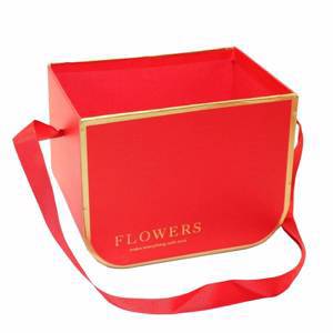 Коробка прямоугольная "Flowers" (красная), 14*11*11,5 см.
