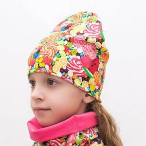 Комплект для девочки шапка+снуд Конфетки, размер 52-54,  хлопок 95%