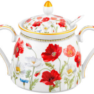 Сахарница 450 мл 15*10*11,5 см "Маки" + ложка NEW BONE CHINA