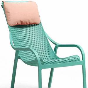 Лаунж-кресло пластиковое с подушкой Net Lounge ментоловый, розовый 615х900х990 мм