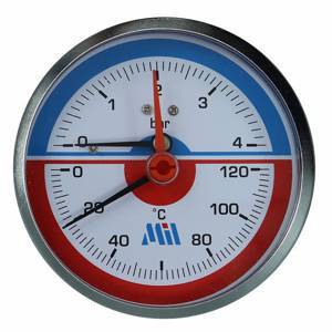 Термоманометр горизонтальный  80 мм 1/2"- 4 бар (0-120C) Millennium