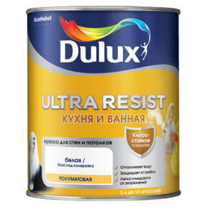 DULUX ULTRA RESIST КУХНЯ И ВАННАЯ краска с защитой от плесени и грибка полуматовая база BW 1л
