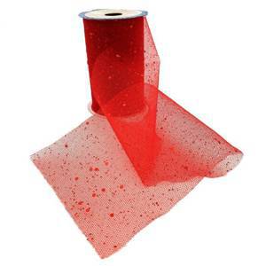 Новогодняя лента Красное конфетти из полиэстера на картонной катушке / 270х11,3x0,01см арт.78663