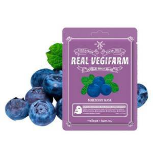 Тканевая маска для лица с экстрактом черники For The Skin Super Food Real Vegifarm Double Shot Mask Blueberry