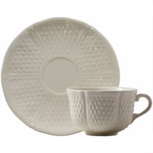Чашка и блюдце для завтрака ПОНТ-О-ШУ от Gien, цвет - белый, 270 мл, 16 см