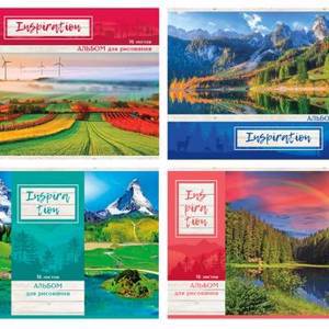 Альбом для рисования  16 листов на скрепке  "BG Вдохновение от природы. Ассорти, обложка мелованый картон