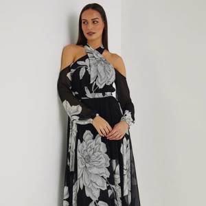 Et Vous Black Flower Maxi Dress