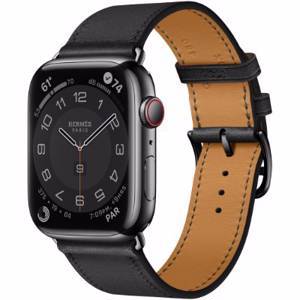 Apple Watch Hermes Series 7 45mm Space Black Stainless Steel with Noir Single Tour