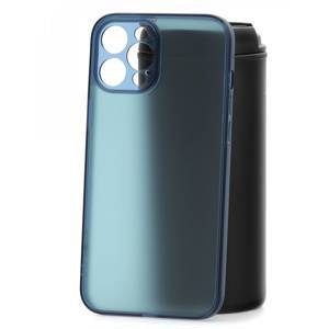 Чехол накладка для iPhone 12 Pro Max Kruche Frosted glass синий матовый, тонкий защитный силиконовый бампер, противоударный пластиковый кейс с защитой камеры