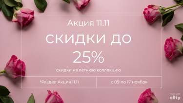 АКЦИЯ 11.11. СКИДКИ ДО 25%!!!!