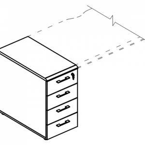 Тумба приставная 4-х ящичная с замком (1 скос) 42x70x75