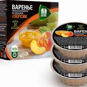 Варенье без сахара низкокалорийное из кабачков Персик multi pack*3, Фитактив, 300 г (коробка)