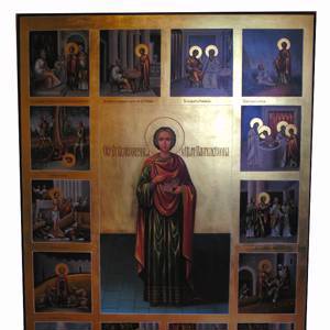 Афонская житийная икона «Святой Великомученик и Целитель Пантелеймон»