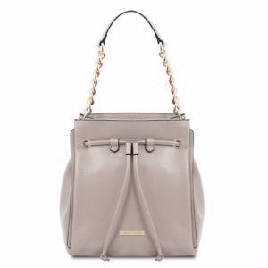 Soft leather bucket bag