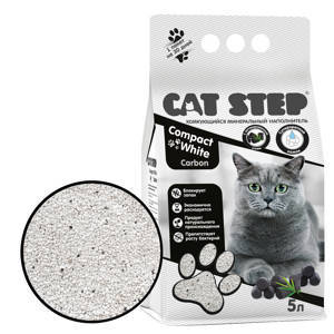 Cat Step Compact White Carbon наполнитель для кошачьего туалета минеральный комкующийся