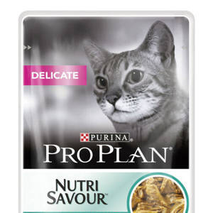 Консервы для кошек с чувствительным пищеварением с океанической рыбой в соусе PURINA PRO PLAN Delicate Nutrisavour, 85 гр
