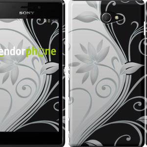 Чехол на Sony Xperia M2 dual D2302 Цветы на чёрно-белом фоне "840m-61"