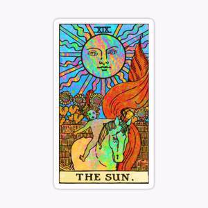 Psychedelic Tarot: Rainbow Sun (No Border) Sticker