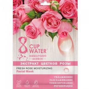 8CW 017 8 CUP WATER маска для лица с экстрактом розы (15 шт/уп ZIP 17*25) ЦЕНА ЗА ШТ., 28/+-7 гр