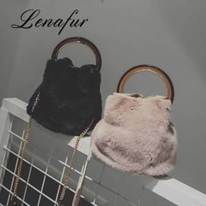 Rabbit Skin Fur Bag Lady Fashion Handbag Shoulder Bags