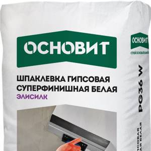 ШПАКЛЕВКА ГИПСОВАЯ СУПЕРФИНИШНАЯ БЕЛАЯ ОСНОВИТ ЭЛИСИЛК PG36 W ТОЛЩИНА СЛОЯ 0-4 ММ