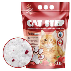 Cat Step Arctic Strawberry наполнитель для кошачьего туалета силикагелевый впитывающий с ароматом клубники