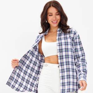 рубашка женская  Gant, цвет белыйМодель: FLANNEL CHECK RELAXED SHIRT, арт: 4300052