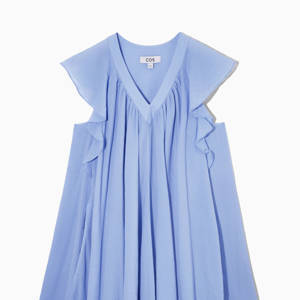 RUFFLED CAP-SLEEVE DRESS