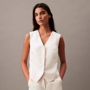 Linen Blend Short Vest