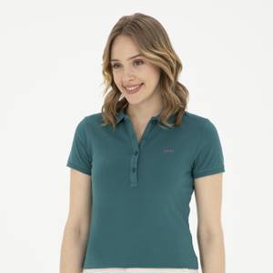 Kadın Koyu Yeşil Basic Polo Yaka Tişört