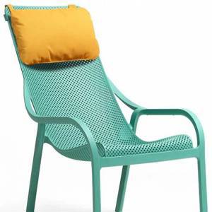 Лаунж-кресло пластиковое с подушкой Net Lounge ментоловый, горчичный 615х900х990 мм