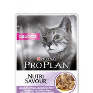 Консервы для кошек с чувствительным пищеварением с индейкой PURINA PRO PLAN Delicate Nutrisavour, 85 гр